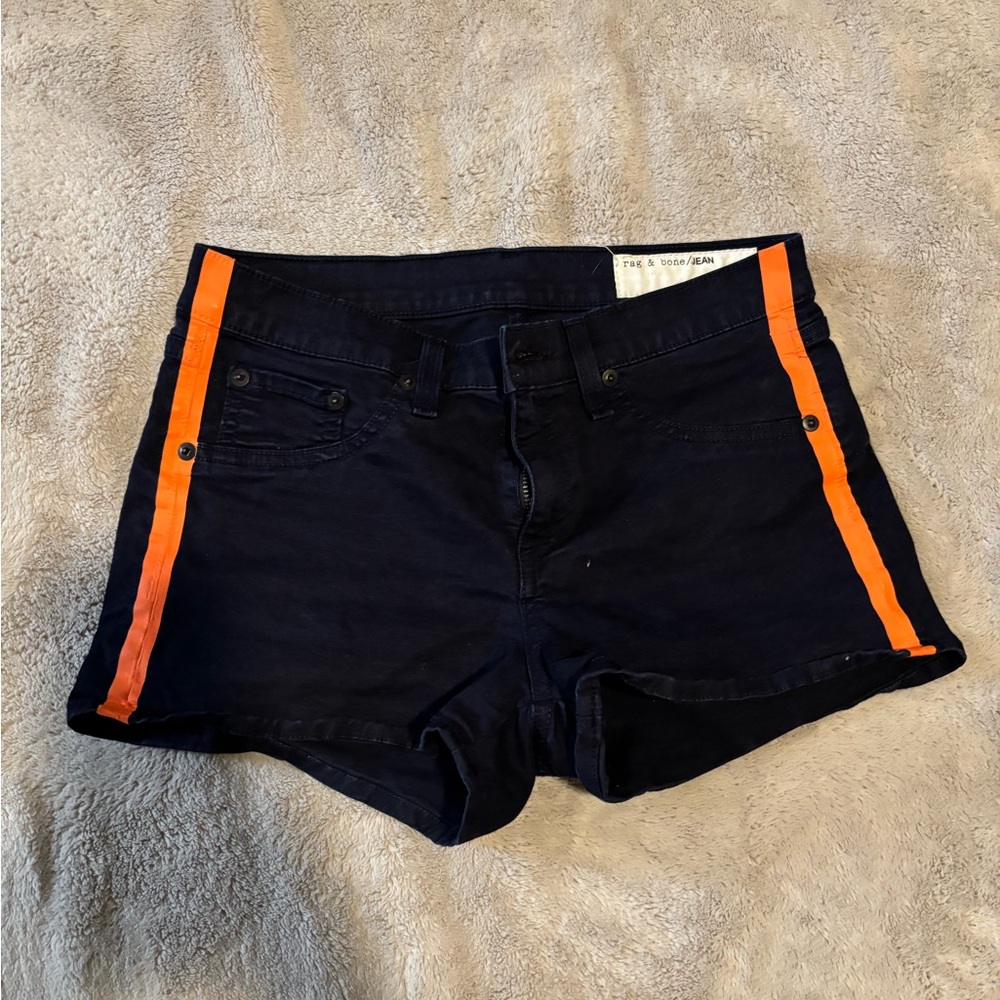 Rag & Bone Black and Orange Jean Shorts Sporty Style